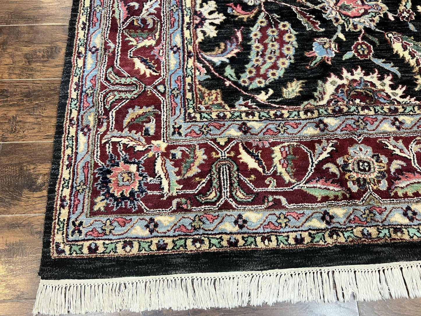 USED Indo Persian Rug 8x10, Nourison Carpet, Floral, Hand Knotted Vintage Wool Rug