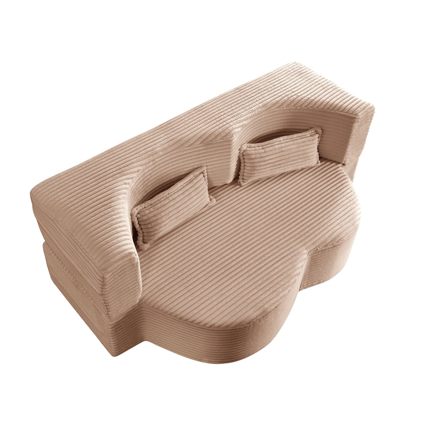 NEW Modern Convertible Plush Corduroy Foam-Filled Sleeper Sofa Bed with 2 Pillows & 15’ Full Size Folding Mattress