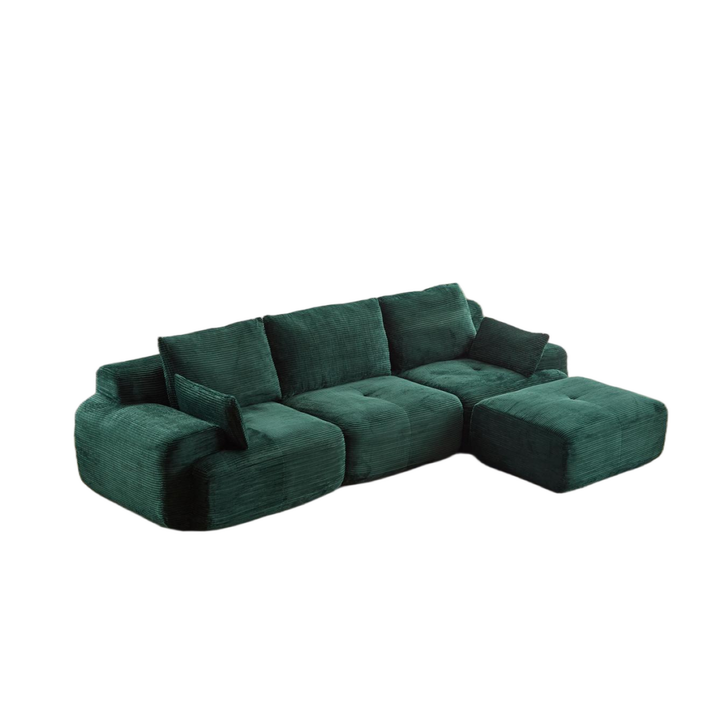 NEW Modern Memory Foam Compressed Sofa,Large Sectional Couches for Living Room,Pet-Friendly Cloud Modular Sectional Sofa,Corduroy Fabric,Extra Deep Loveseat,No assembly required,Green