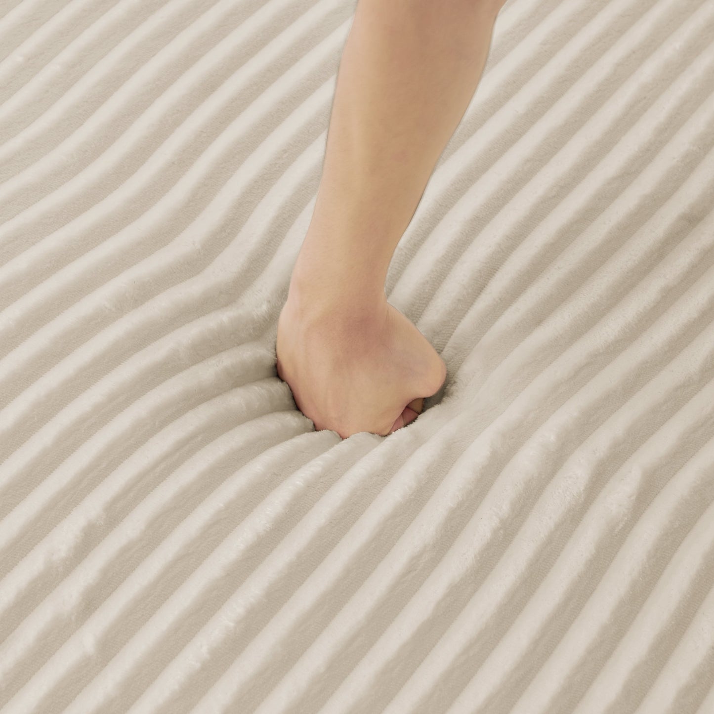 NEW Modern Minimalist U-Shape Beige Corduroy Modular Sectional Sleeper Sofa