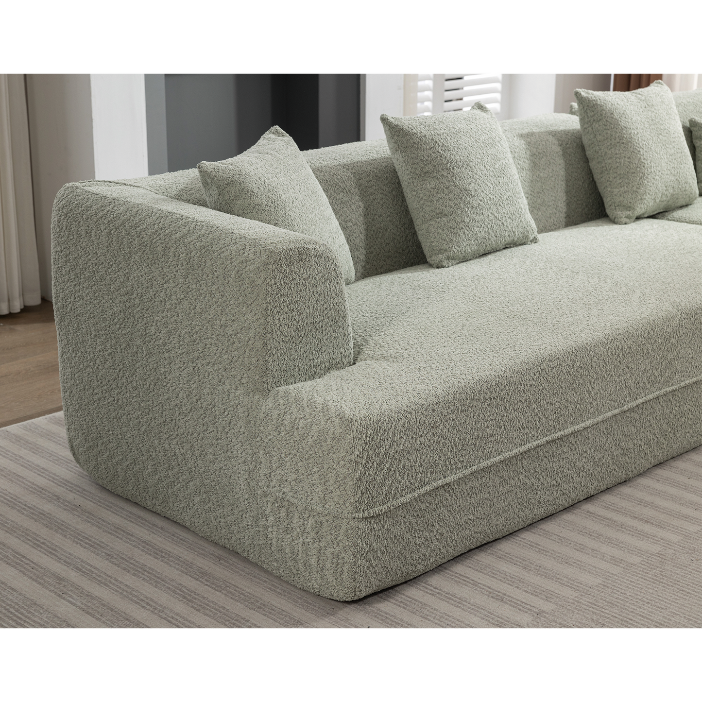 NEW Modern Green Round Fiber Fabric Modular Sectional Sofa