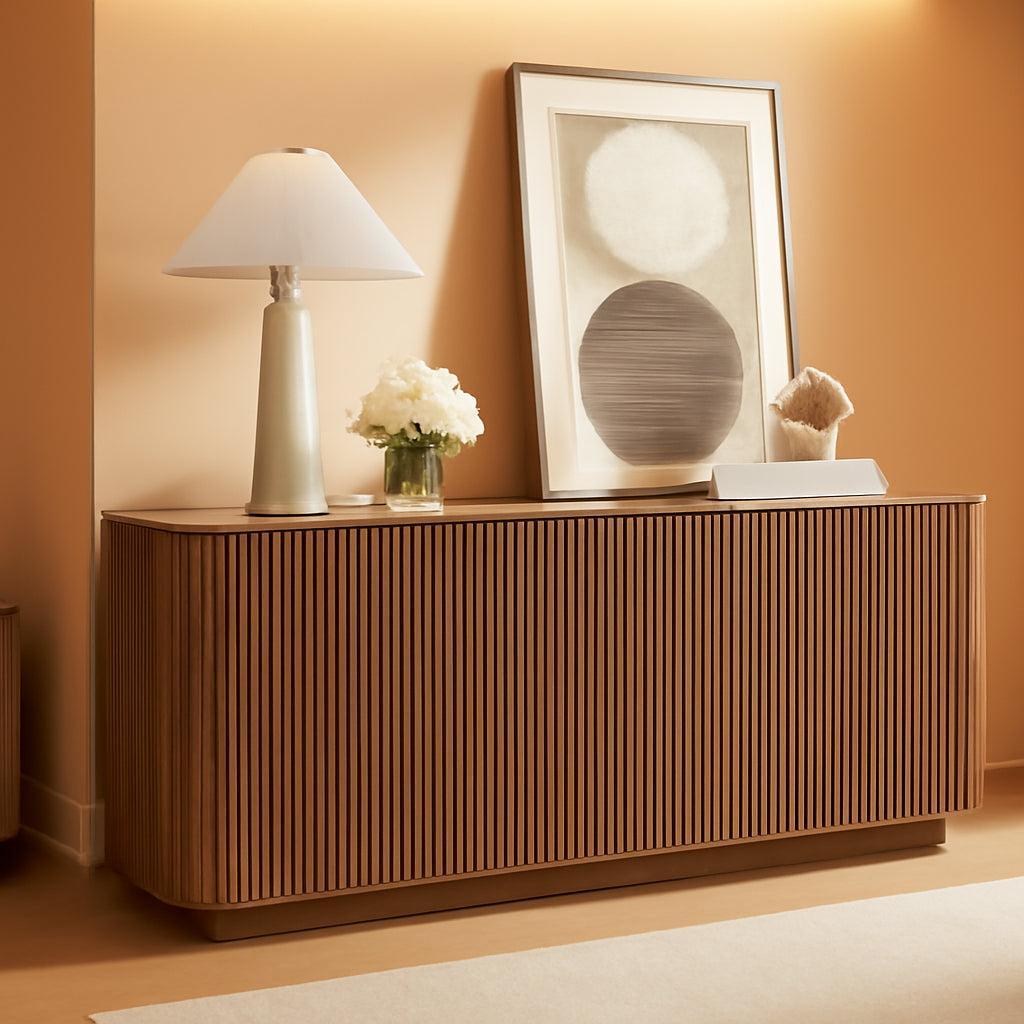 NEW 64 Inch Walnut Contemporary Buffet Sideboard Cabinet