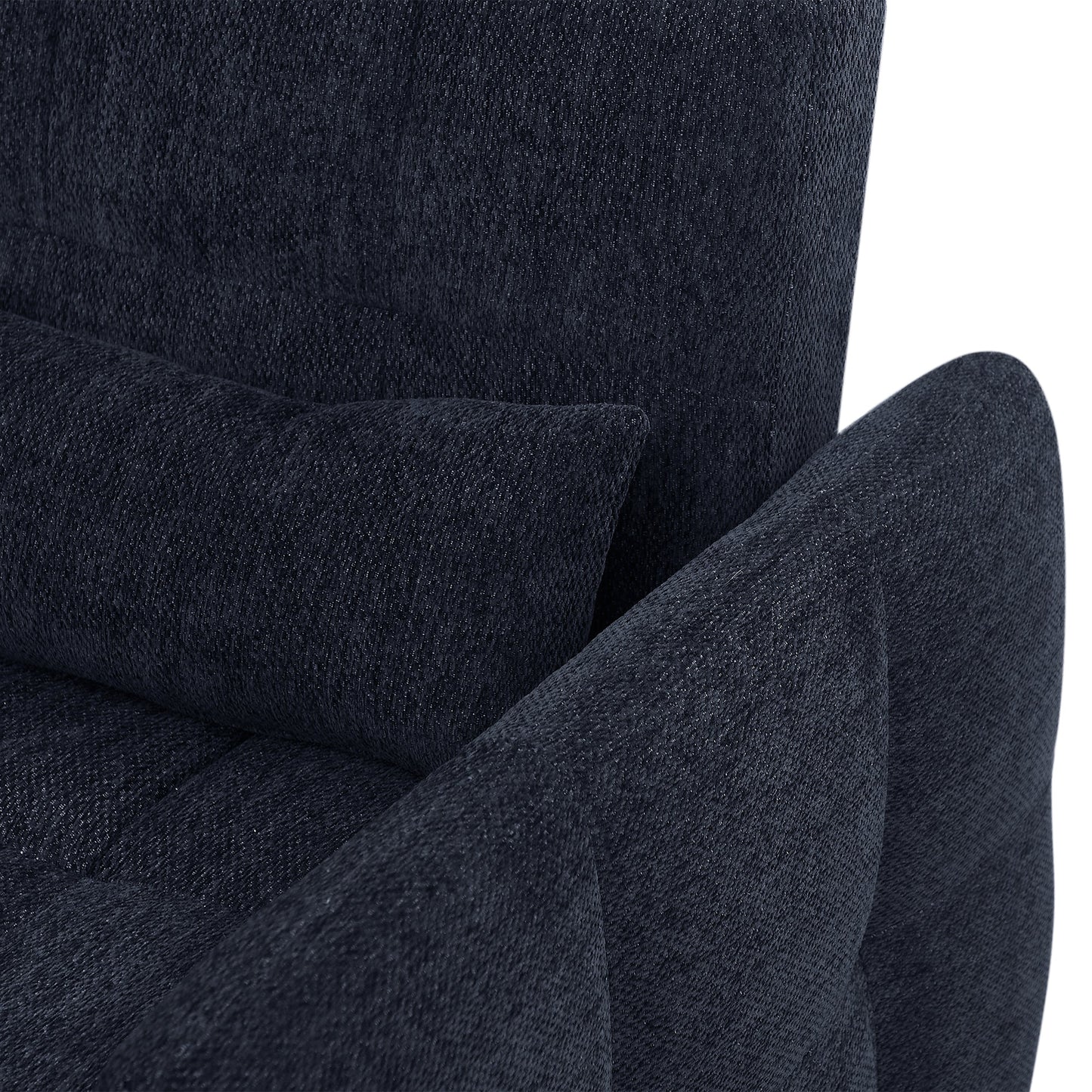 NEW Modern Loveseat Sofa Pull-out Bed with Adjustable Backrest, USB Ports, Lumbar Pillows, Blue Chenille, 52.8'