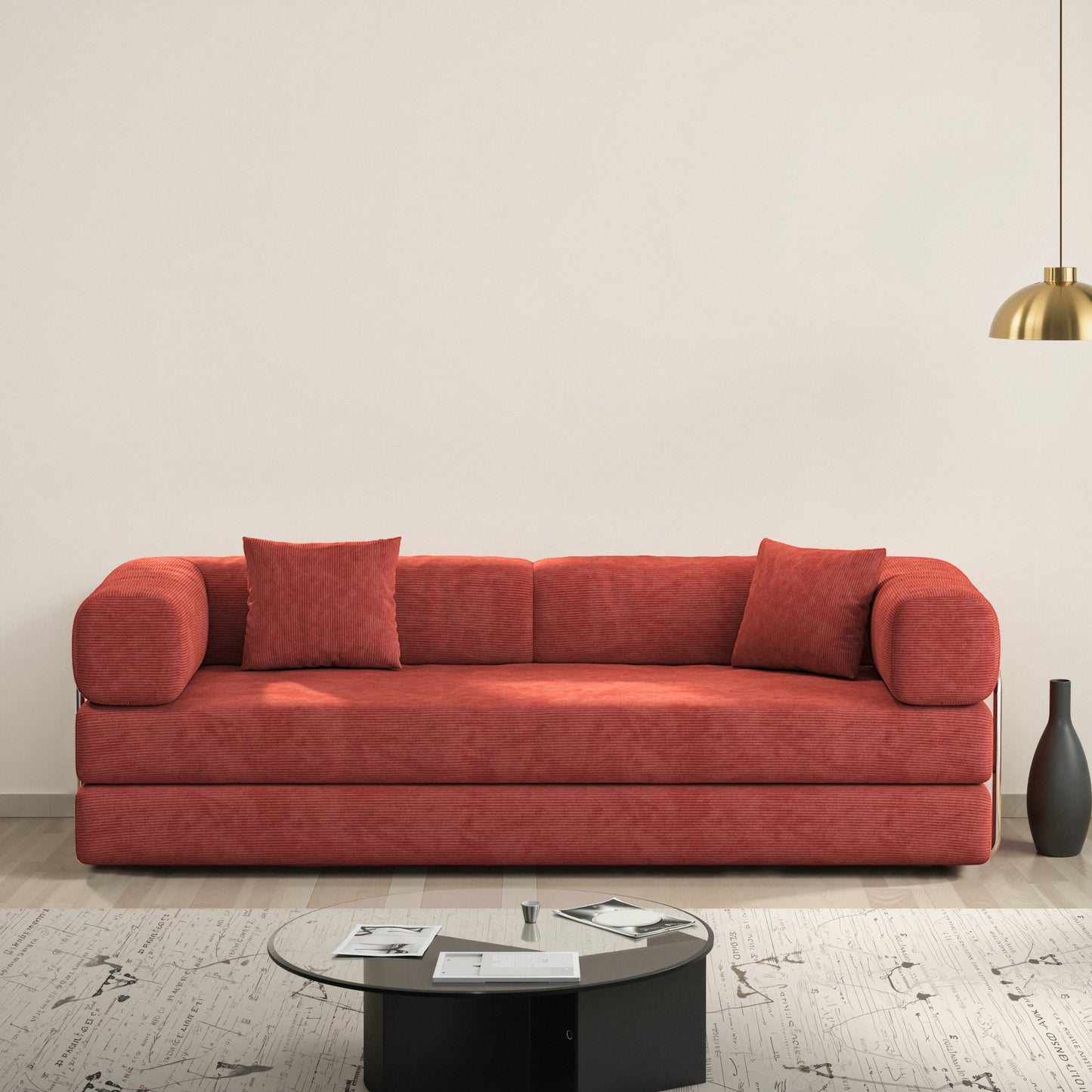 NEW 78.8inch Modular Sectional Convertible Pudding Block Compression Sofa Couch Bed