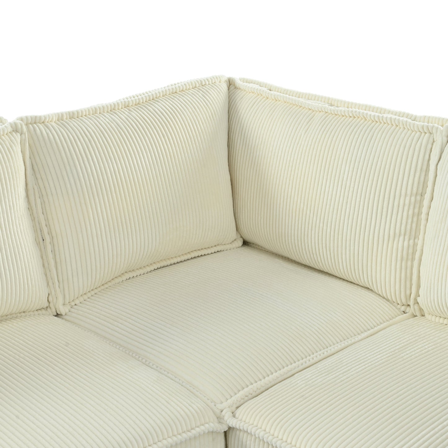 NEW L-shaped 4-Seater Corduroy Large Storage Armrest Sofa with Center Console and USB Charging