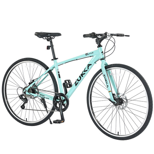 NEW Shimano 7 Speed Hybrid Bike Aluminum Alloy Frame Double Disc Brakes 700C Road Bike For men women's City Bicycle