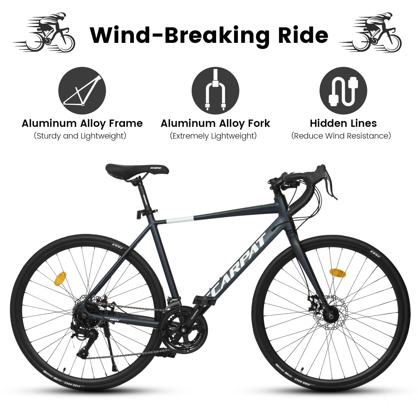 NEW A28320R 700Cx28 Road Bike, Lightweight Aluminum Frame, Disc Brakes, 16-Speed, Fast Acceleration, Suitable for Men and Women, Ideal for High-Intensity Riding