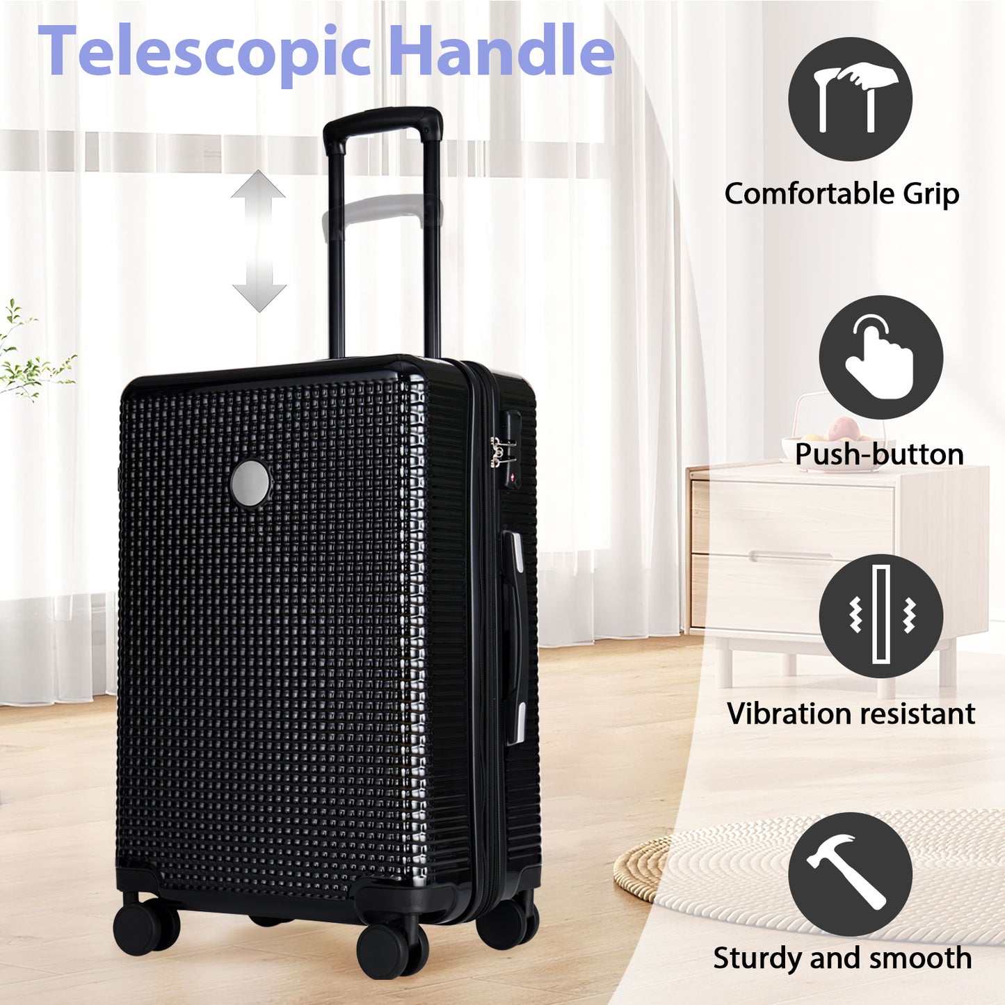 NEW 3 Piece Set of Hard Shell Suitcases with Wheels, Light Expandable Travel Suitcase with TSA Lock, Carry-On, Checked Luggage,20 Inches, 24 Inches, 28 Inches