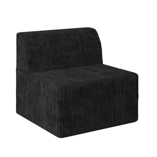 NEW Modern Minimalist Corduroy Sleeper Sofa, Compressed Sectional Single Seat, Black, Foam-Filled
