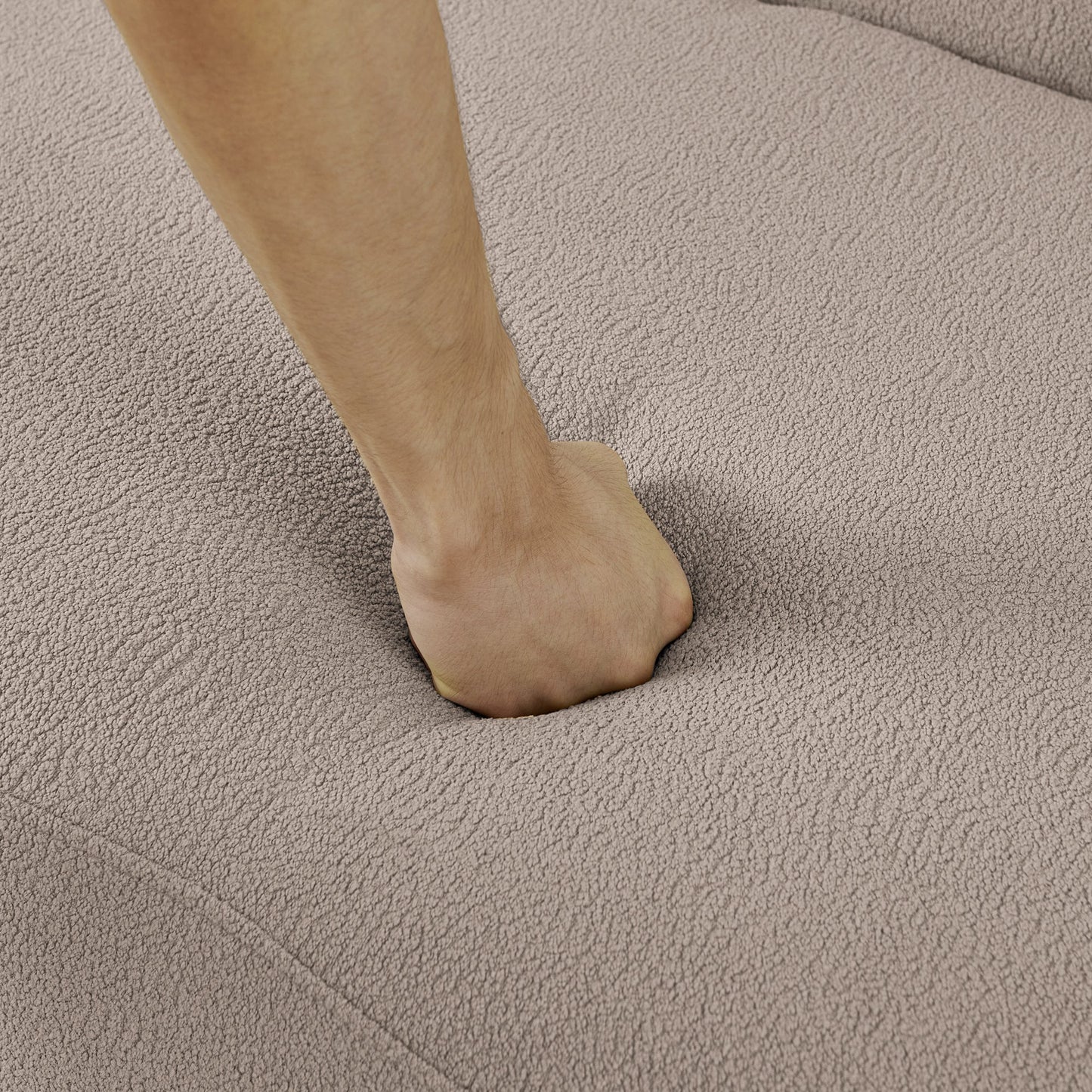 NEW Curved Modular Sectional Sofa in Lamb's Wool Fabric, Modern Minimalist Style, Compressed (No Assembly Required), Comfy for Living Room & Bedroom - Brown