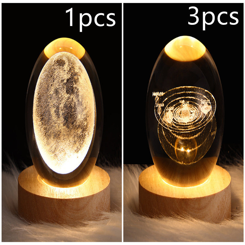 NEW LED Night Light Galaxy Crystal Ball Table Lamp 3D Planet Moon Lamp Bedroom Home Decor For Kids Party Children Birthday Gifts