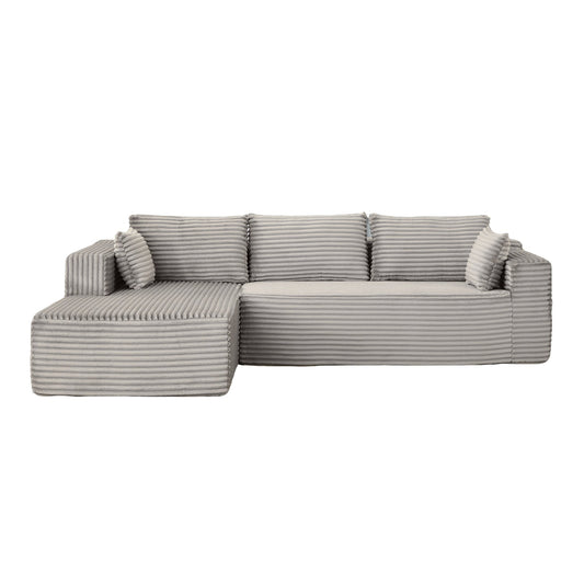 NEW Grey Compression Sectional Couch Boneless L Shape Sofa