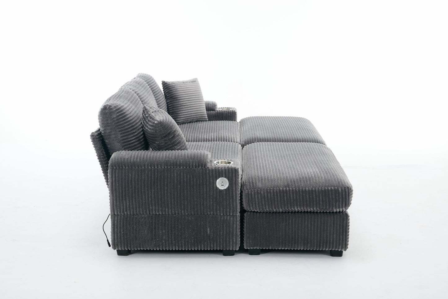 NEW Combination Modular Convertible Sectional Sofa Bed Set with Armrest Storage Stainless Steel Cup Holder USB