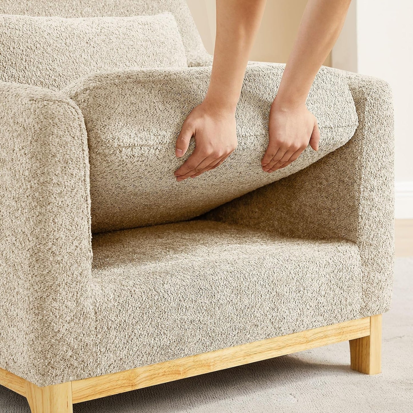 NEW Luxurious Sherpa Oversized Accent Chair Camel Plush