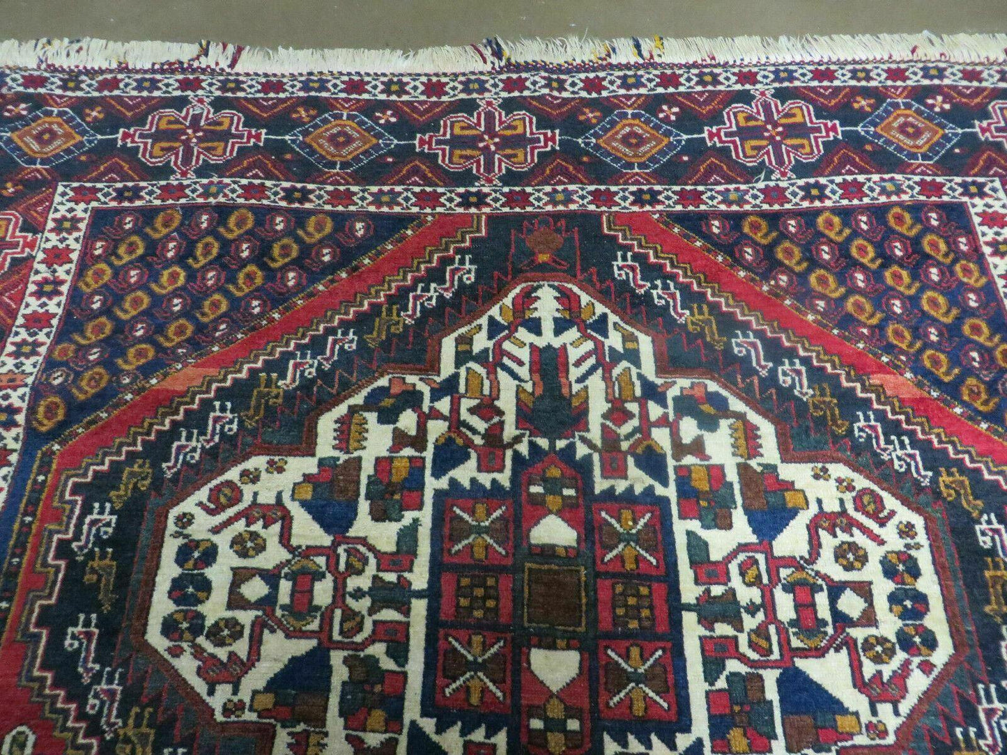 USED 4' X 5.5' Vintage Handmade Turkish Tribal Wool Rug Medallion Nice