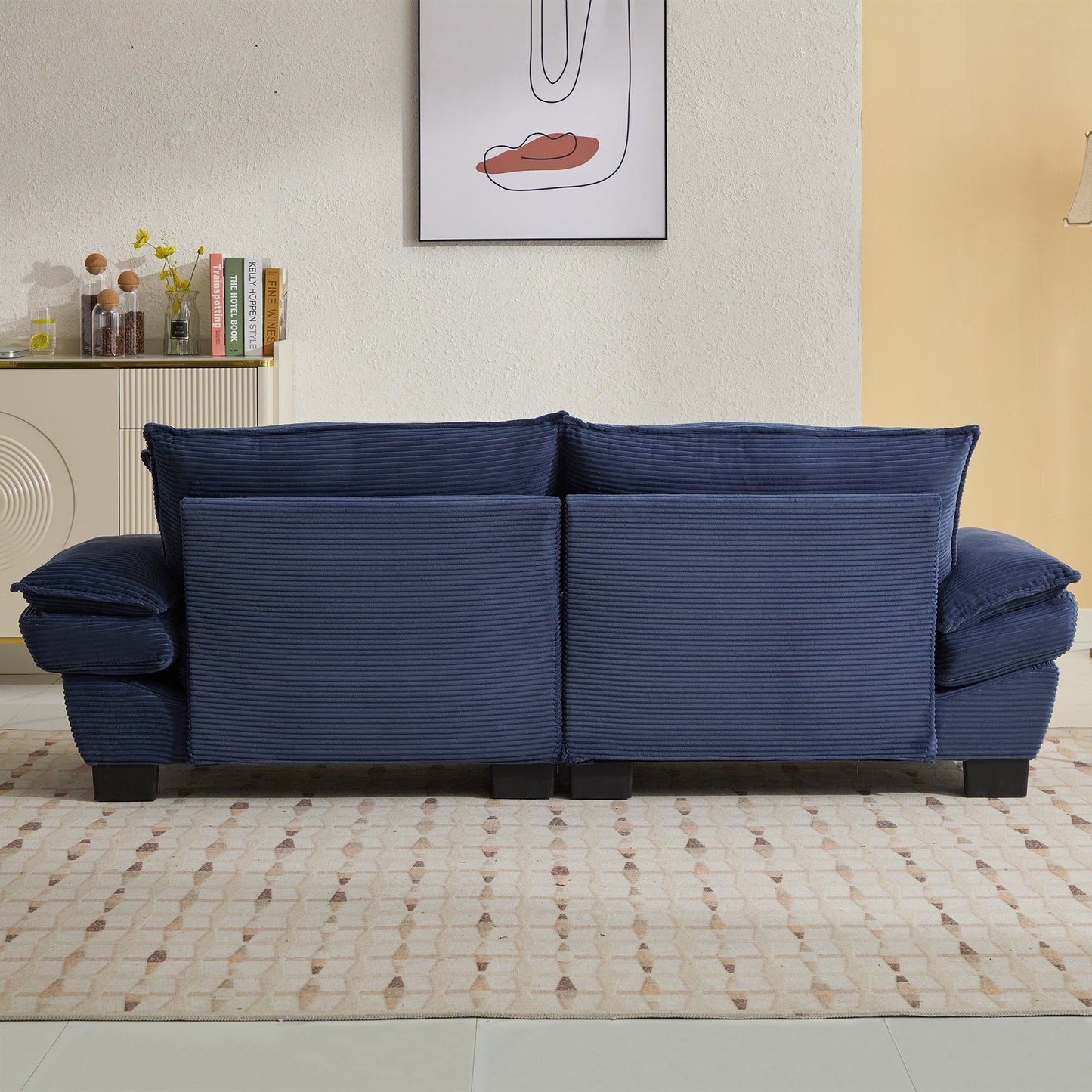 NEW Corduroy Sofa Sleeper Couch Loveseat Sofa with Pillows Comfy Upholstered Deep Seat Sofa for Bedroom,Living Room,Apartment,Office,Dorm-Blue Corduroy