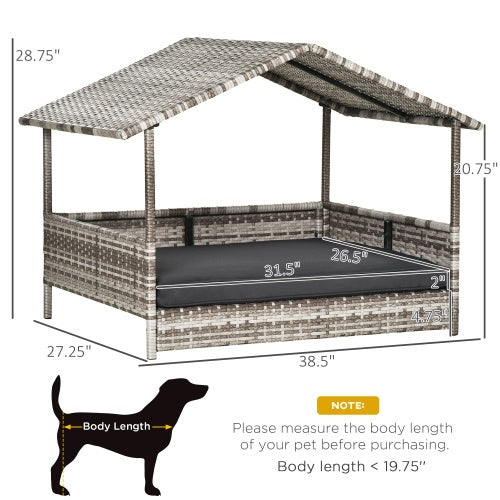 NEW Indoor Outdoor The Rattan Small Medium-sized Dog House Outdoor Wicker With Canopy