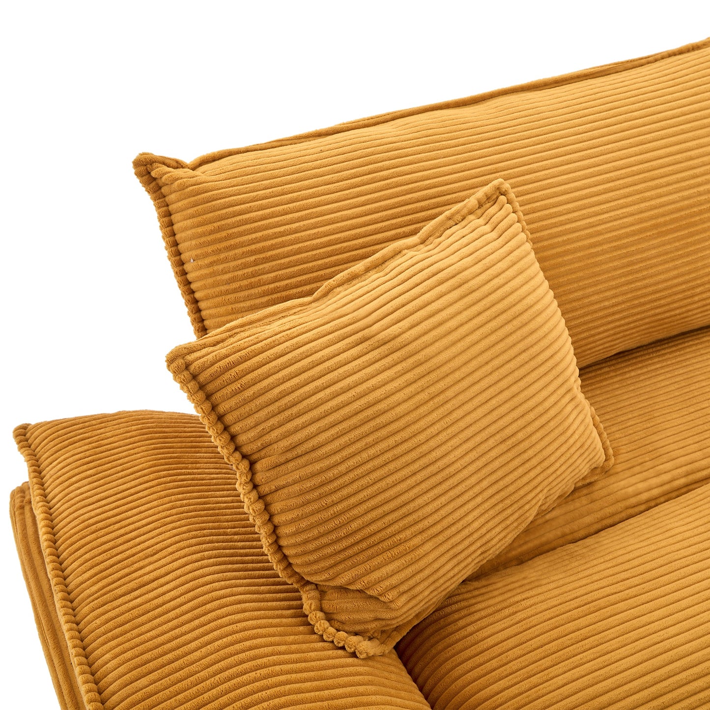 NEW Comfy Upholstered Deep Seat Yellow Corduroy Sleeper Couch Loveseat Sofa with Pillows