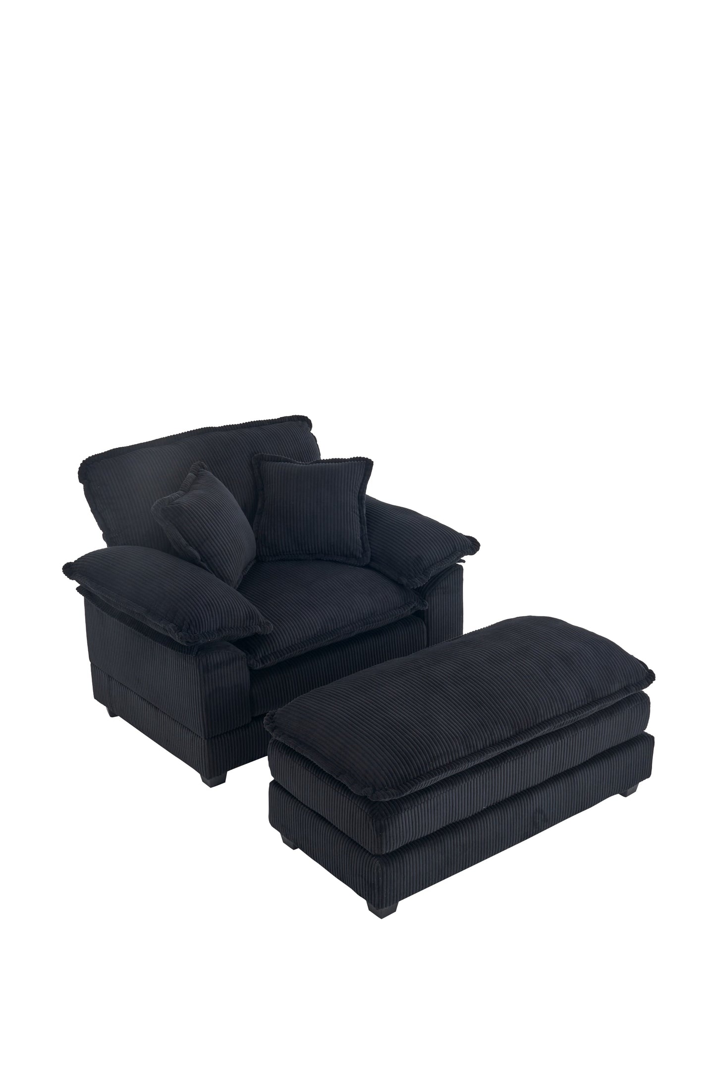 NEW 56.3 Inch Corduroy single sofa With  2 toss pillows and a ottoman ,Comfy Sofa- Deep Seat Couch for Living Room