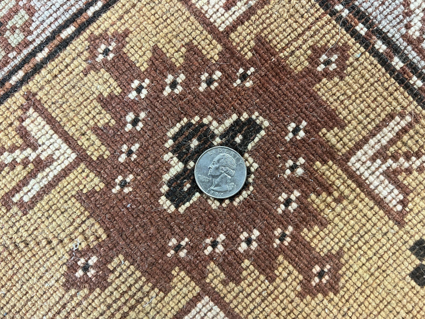 USED Turkish Rug 7x10, Wool Hand Knotted Vintage Carpet, Geometric Kazak Pattern