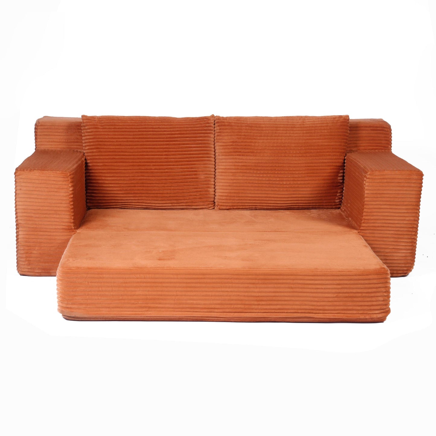 NEW Loveseat Sofa, Comfortable Deep Seat Sofa Bed, Modern Small Corduroy Couch for Living Room Bedroom,Reversible Cushion with Pillows,No Assembly Required,Orange