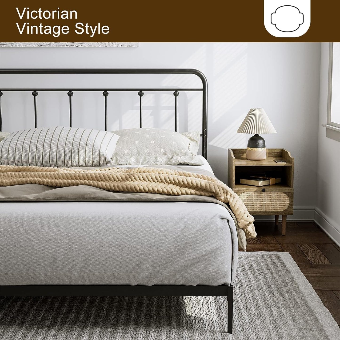 NEW Adjustable Height Metal Headboard in Farmhouse Victorian Style