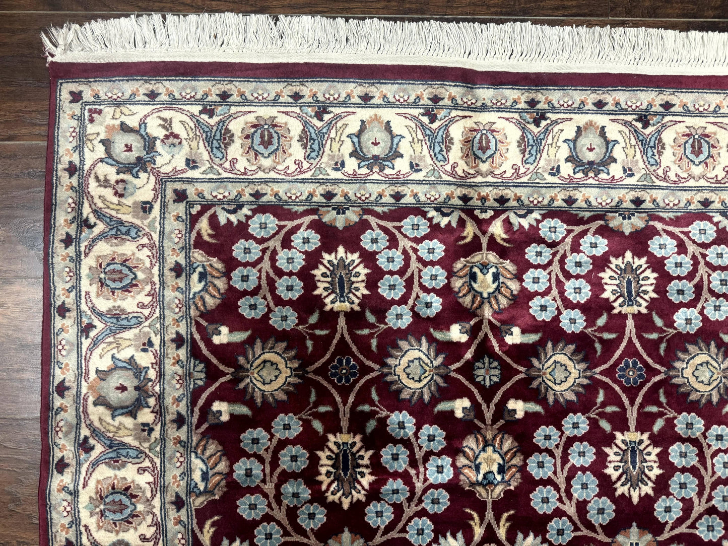 USED Pak Persian Rug 4x6, Floral Allover, Vintage Wool Carpet, Plum and Ivory