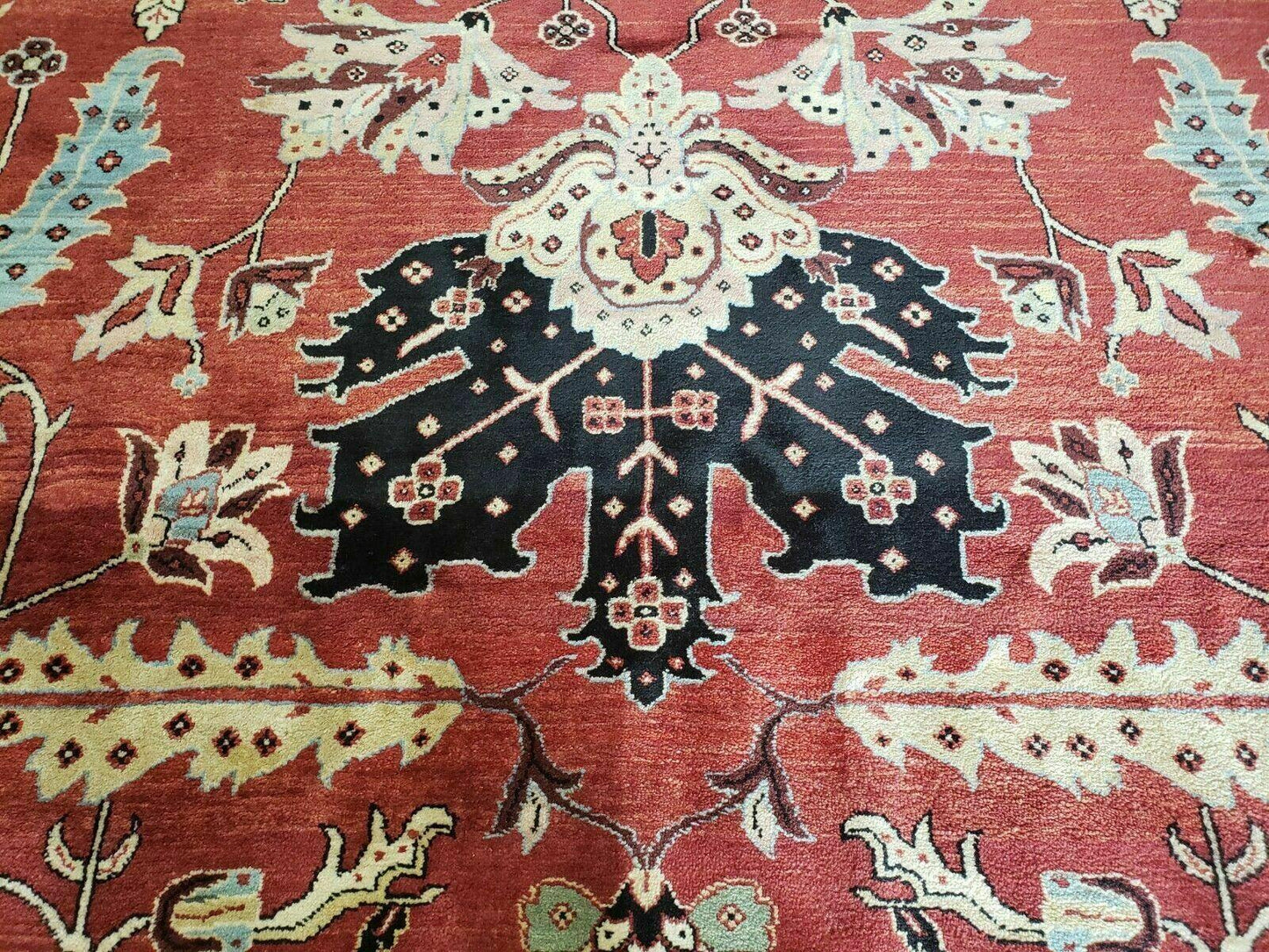 USED 10' X 14' Vintage Hand Made Turkish Wool Rug Carpet Red Black Hand Knotted Nice
