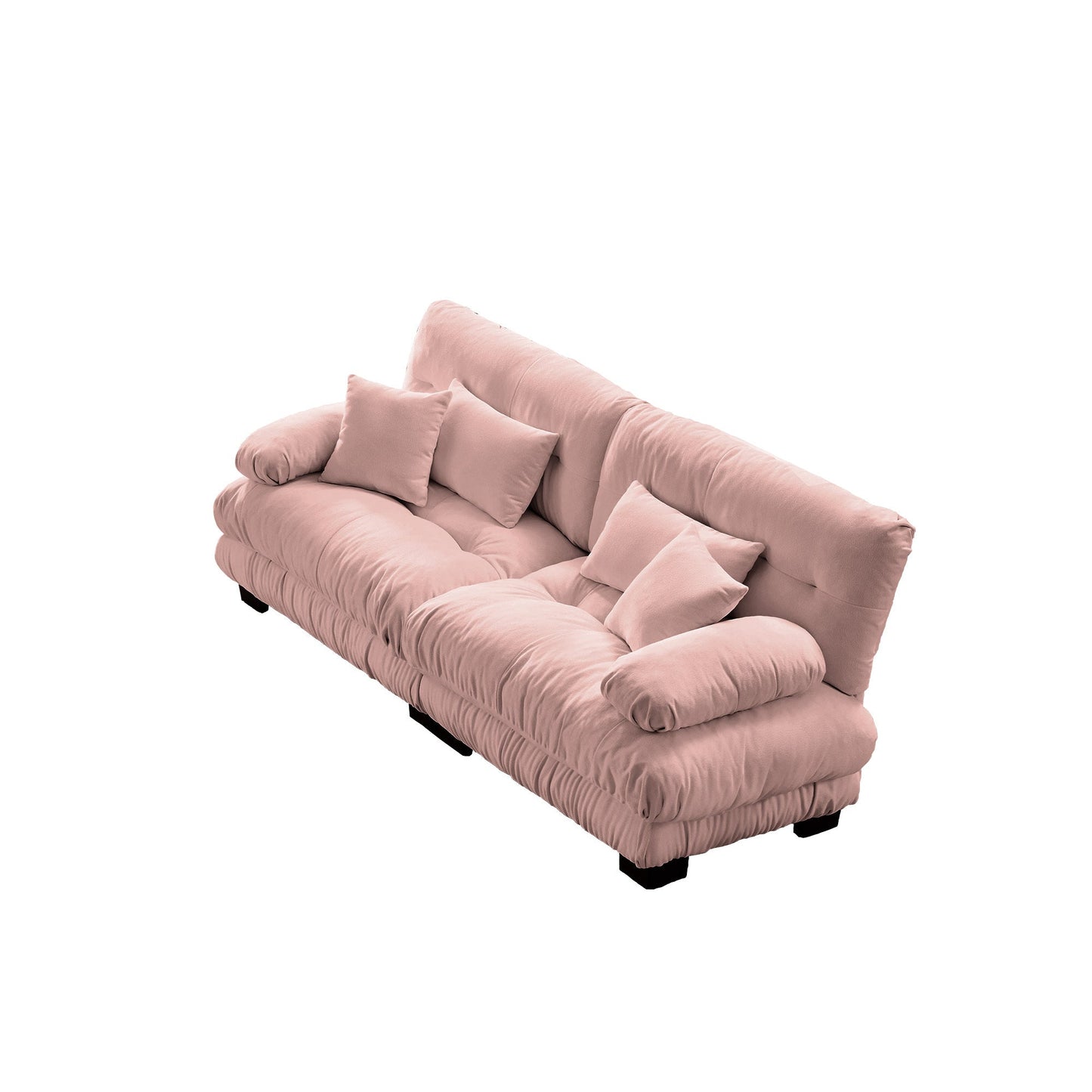 NEW Chenille Pink Cloud 2 Seater Sofa Couch with 2 Lumbar Pillows and 2 Throw Pillows