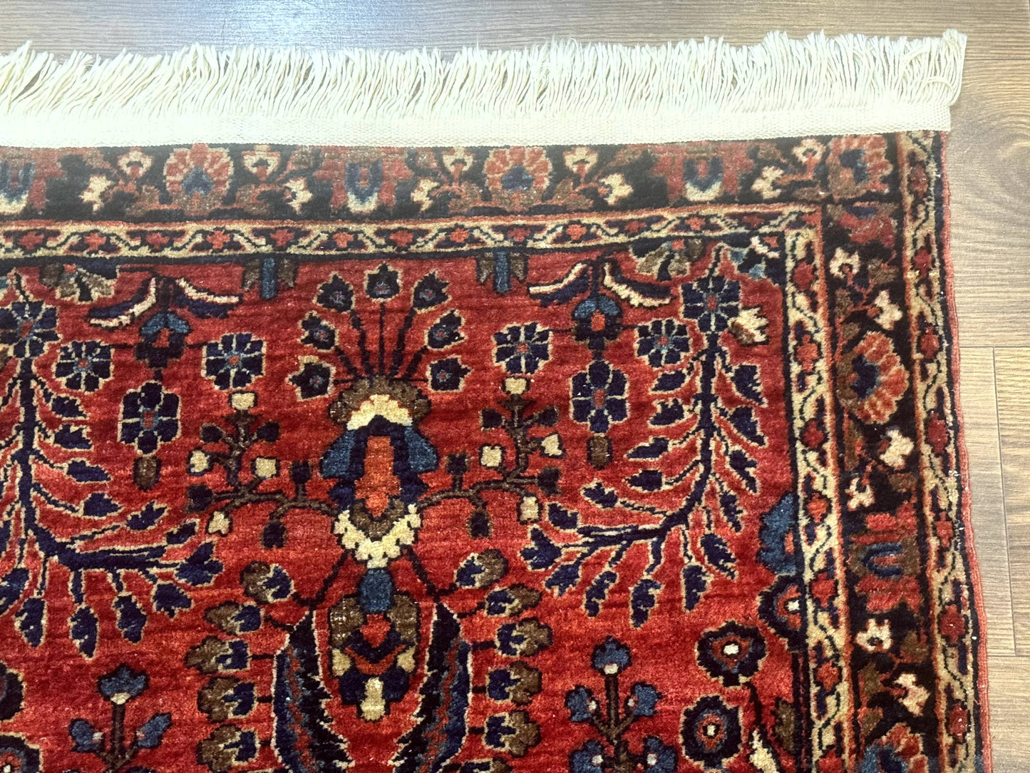 USED Small Red Persian Sarouk Rug 2.7 x 4.9, Floral, Antique
