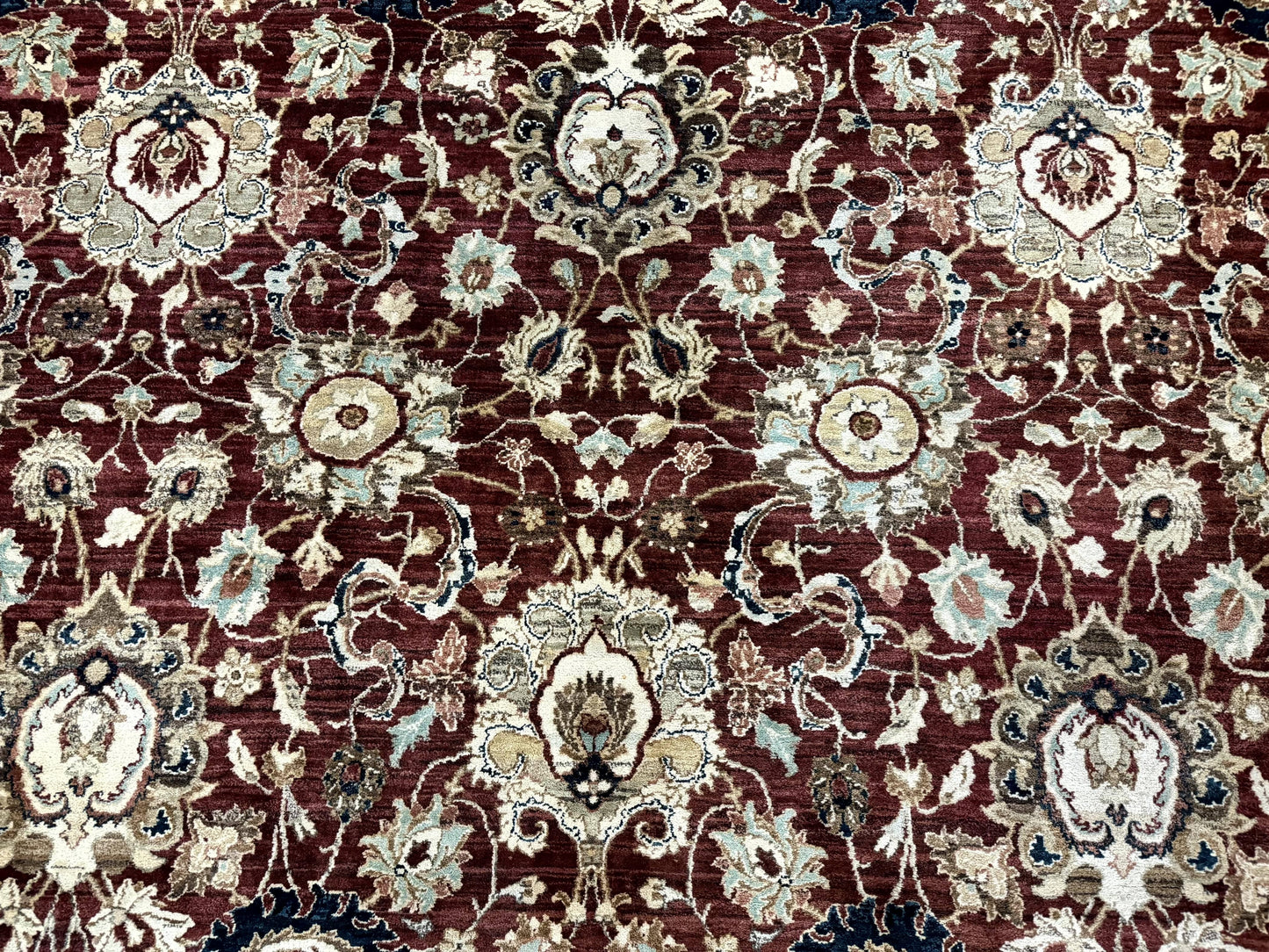 USED Palace Sized Indian Agra Rug 12x17, Wool Handmade Floral Allover Carpet