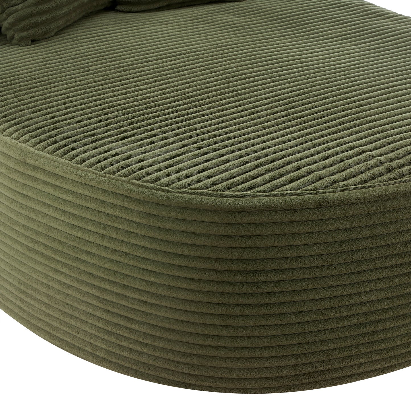 NEW Modern Green Corduroy Chaise Lounge Sofa Bed Boneless Couch with Two Supportive Pillows