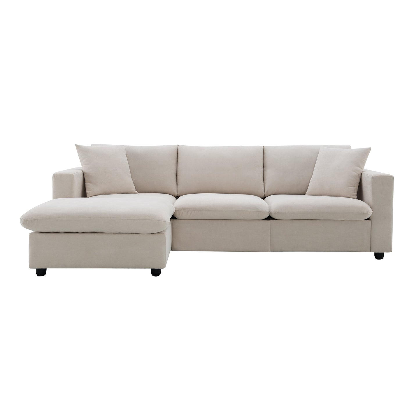NEW Modern Sectional Sofa with Movable Ottoman and Throw Pillows