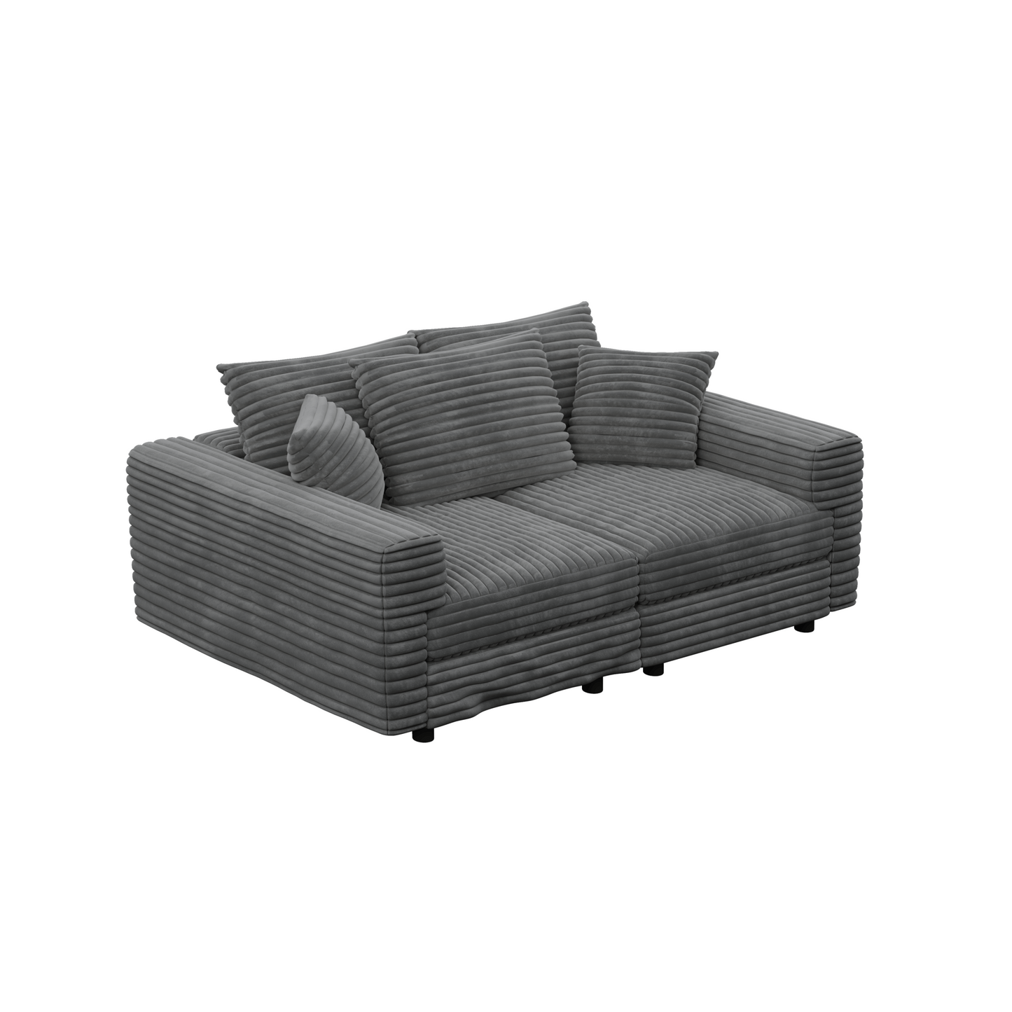 NEW 82.7’ Modern Plush Grey Corduroy Comfy Upholstered 3-Seat Sofa Deep Seat Couch