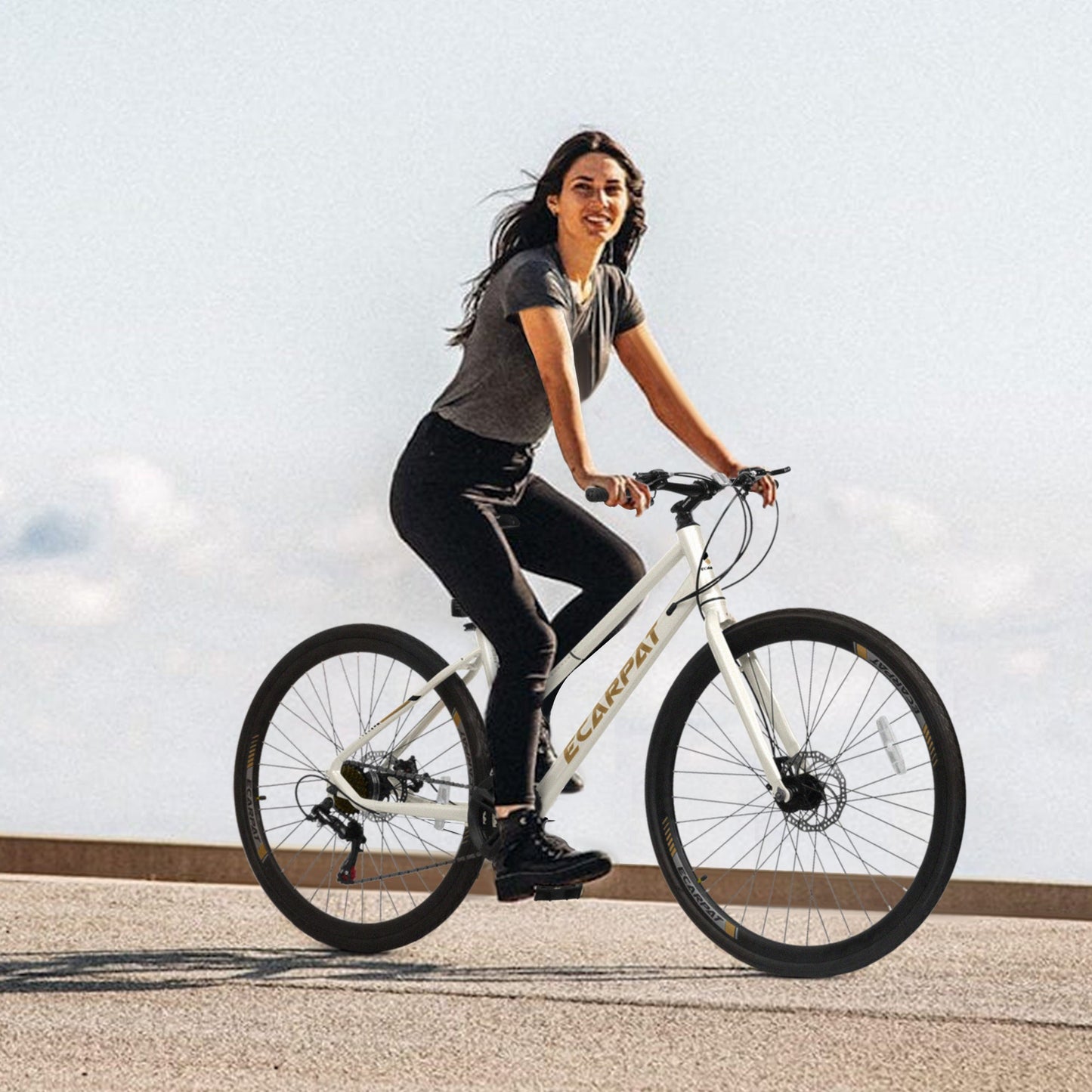 NEW A28250 700Cx35 Road Bike with Aluminum Alloy Wheels, 21-Speed Gear System, Disc Brakes, Wide Tires – Ideal for Urban Commuting and Student Transportation