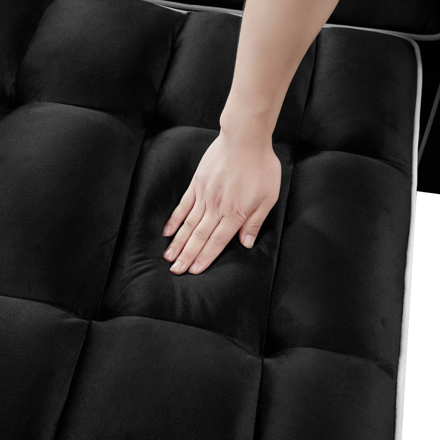 NEW Black Velvet Convertible Adjustable Sleeper Chair Pull Out Sofa Bed with Multi-Pockets