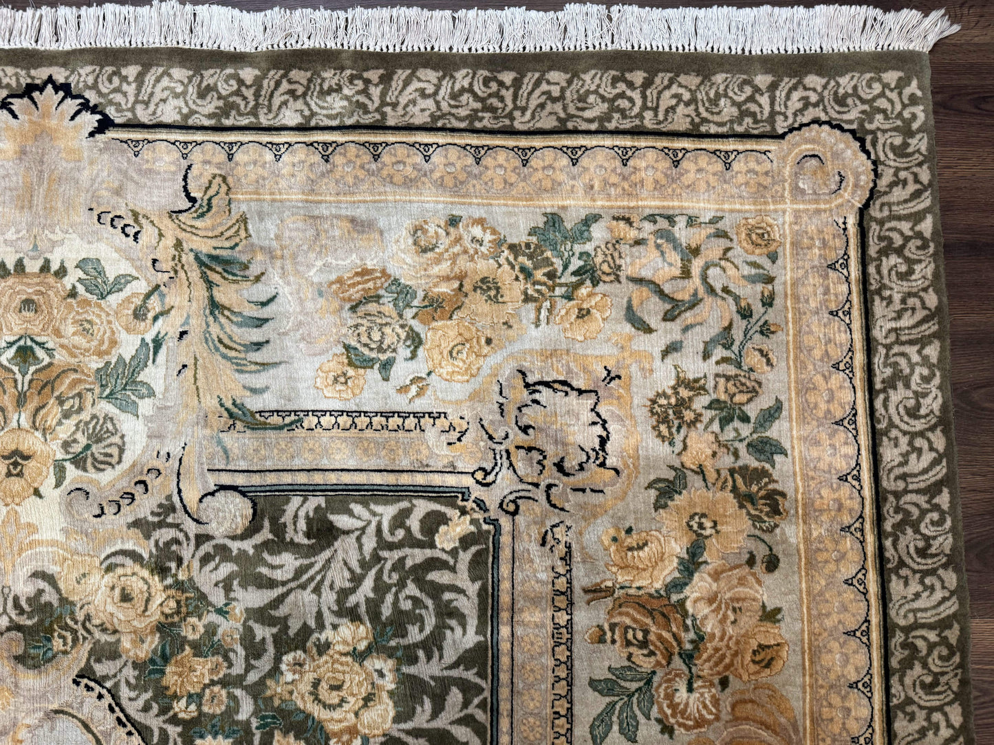 USED Aubusson Rug 8x10, Very Fine 225 KPSI, Floral, French European Design, Pakistani Carpet