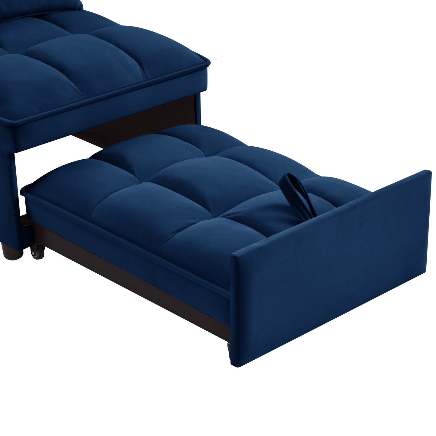 NEW 4 in1 Multi-Function Single Sofa Bed with Storage Pockets,Tufted Single Pull-out Sofa Bed with Adjustable Backrest and Pillows ,Convertible  Chaise Lounge, Navy