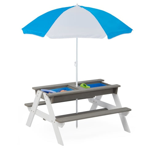 NEW Kids 3-in-1 Children’s Outdoor Wooden Picnic Table With Umbrella