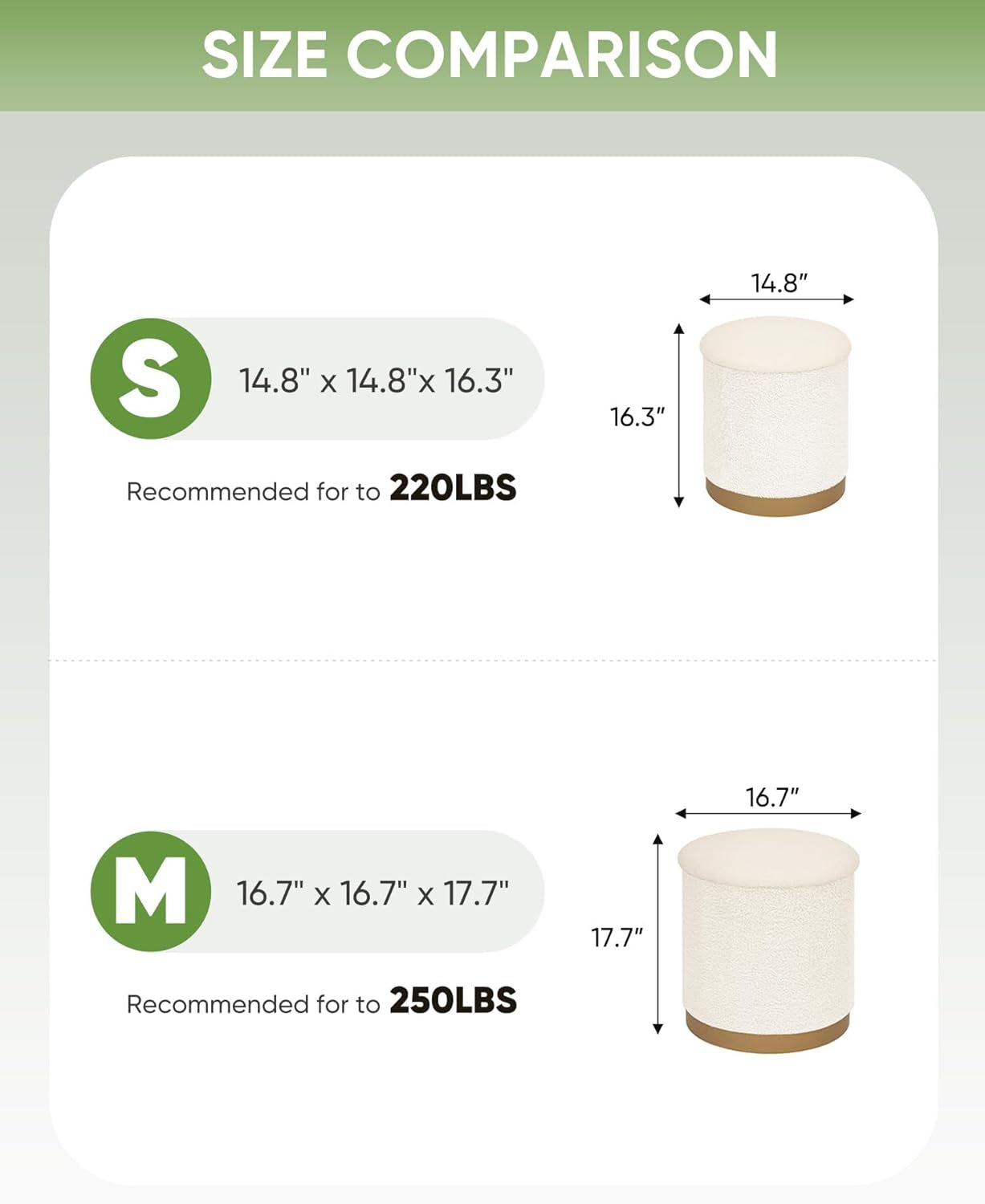 NEW Round White Storage Space Ottoman Gold Plated Base Frame