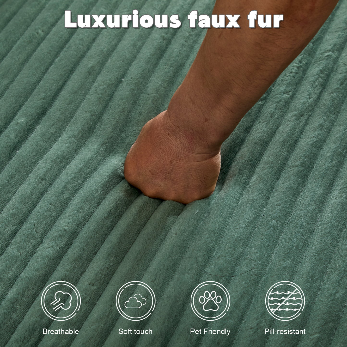 NEW Oversized Chaise Lounge Chair Cozy Cloud Couch Modern Plush Green Corduroy Upholstered Sleeper Sofa Daybed with 3 Throw Pillows and Wide Armrest