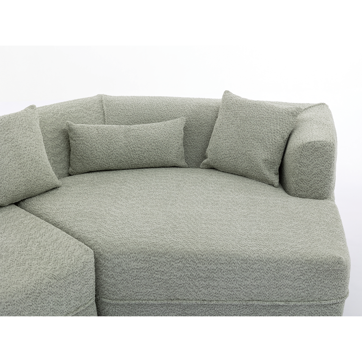 NEW Modern Green Round Fiber Fabric Modular Sectional Sofa