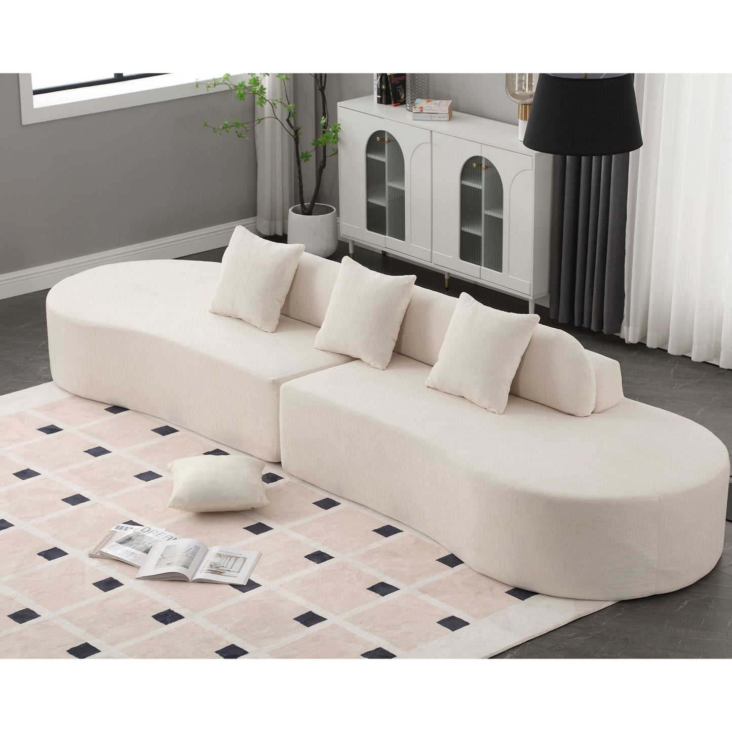 NEW Modern Living Room Curved Combination Terrycloth Fabric Sofa