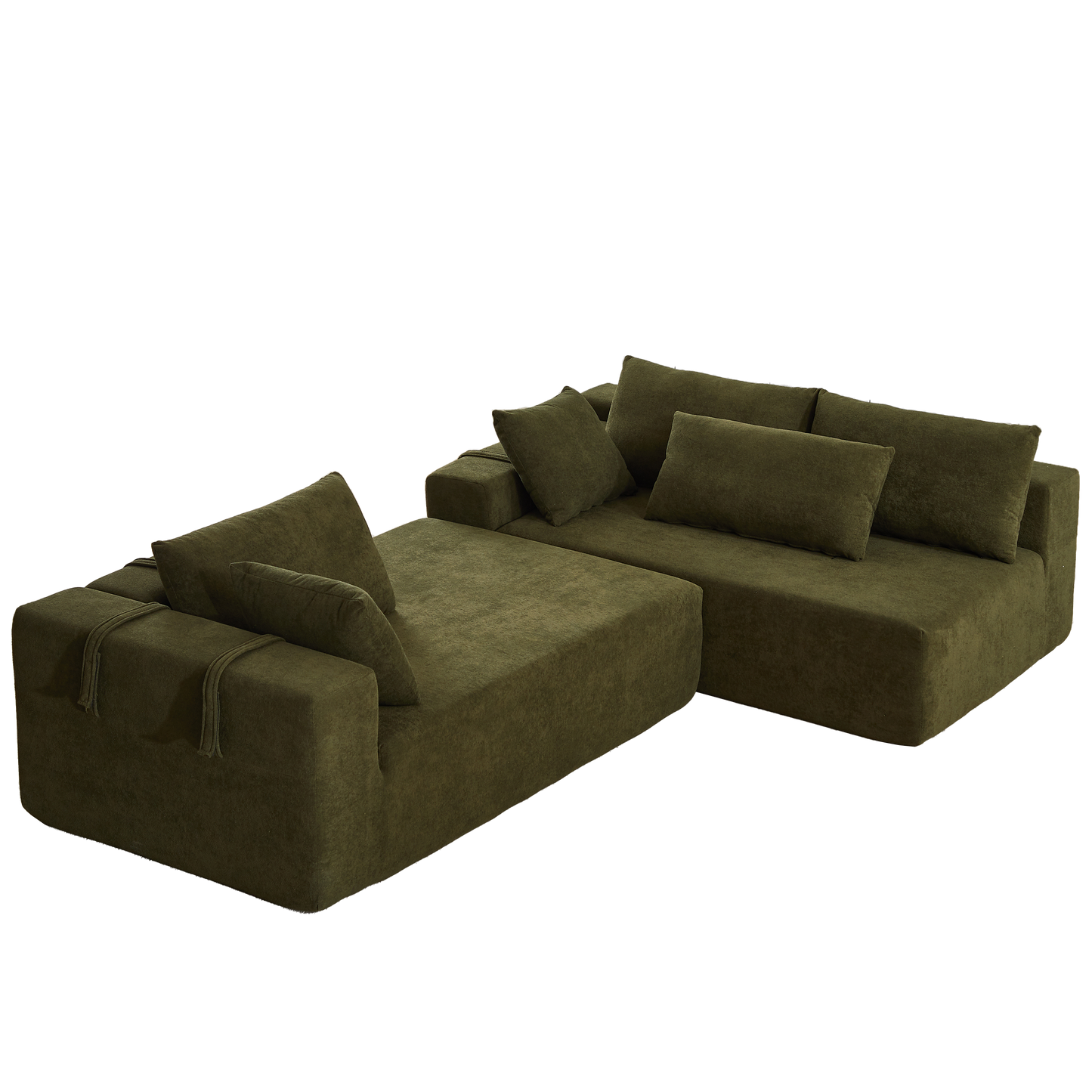 NEW Modern Chenille Upholstered Modular 108' L Shaped Sectional Free Combination Sofa Couch Set (Right Chaise)