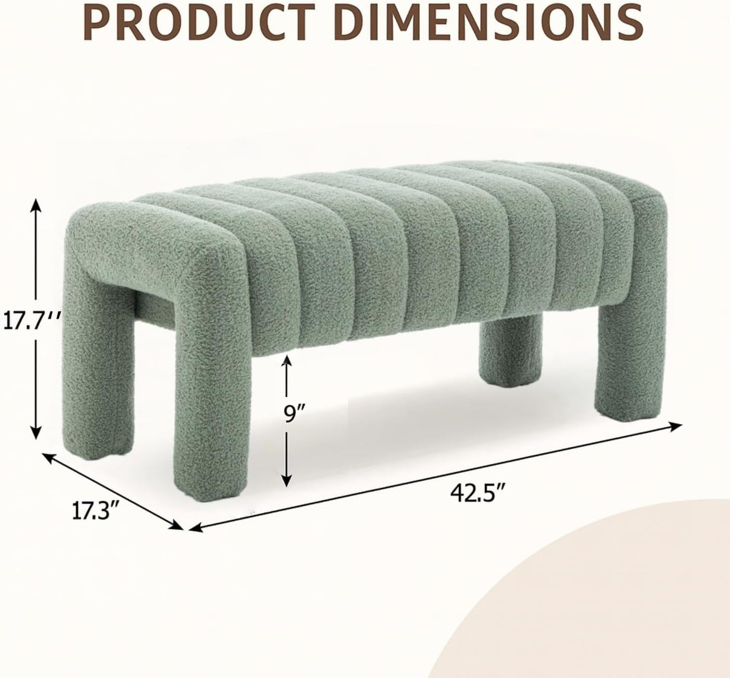 NEW 42.5 Inches Upholstered Ottoman Bench Boucle Fabric