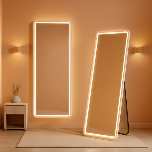 NEW 64 Inch Full Length Mirror With LED Lights Aluminum Frame 3 Color Temperatures