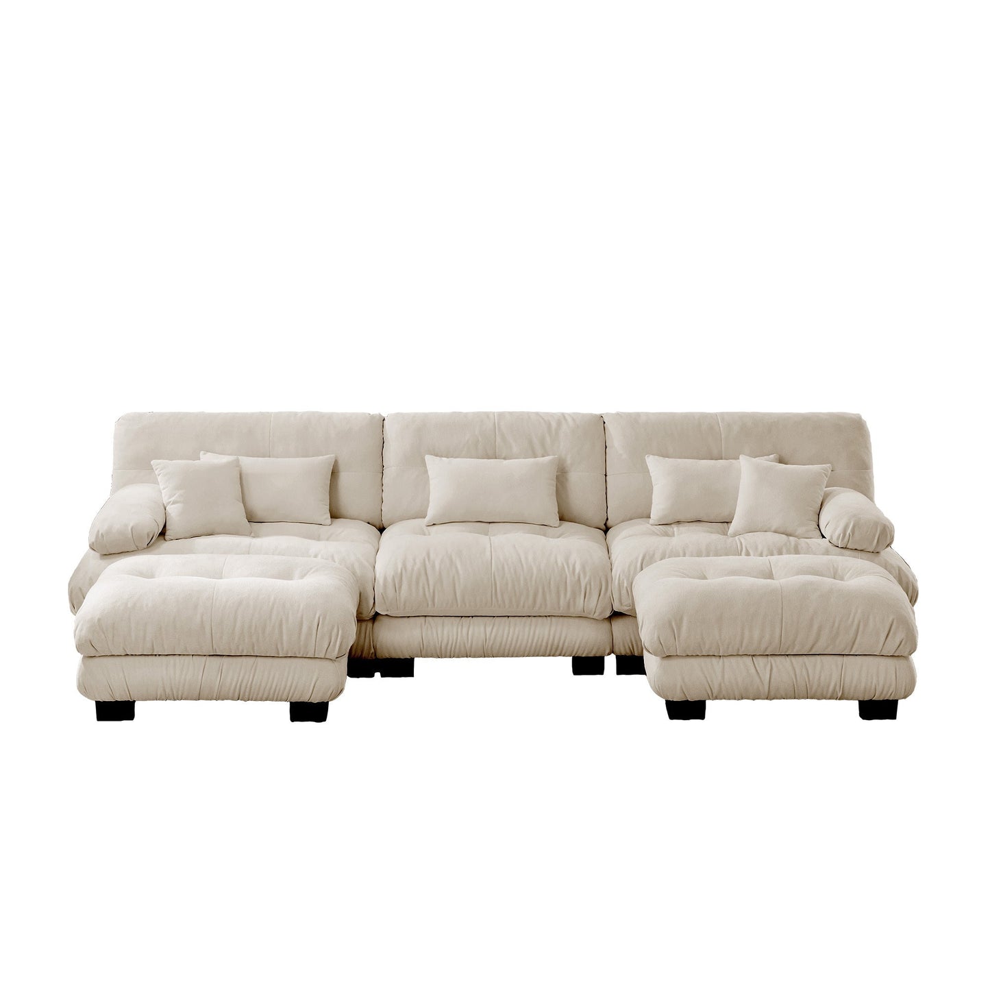 NEW Luxury Modular Sectional Sofa Couch - Oversized U Shaped Cloud Couch for Living Room,Deep Seat Sofa Couch with 2 Ottomans ,Chenille Light coffee