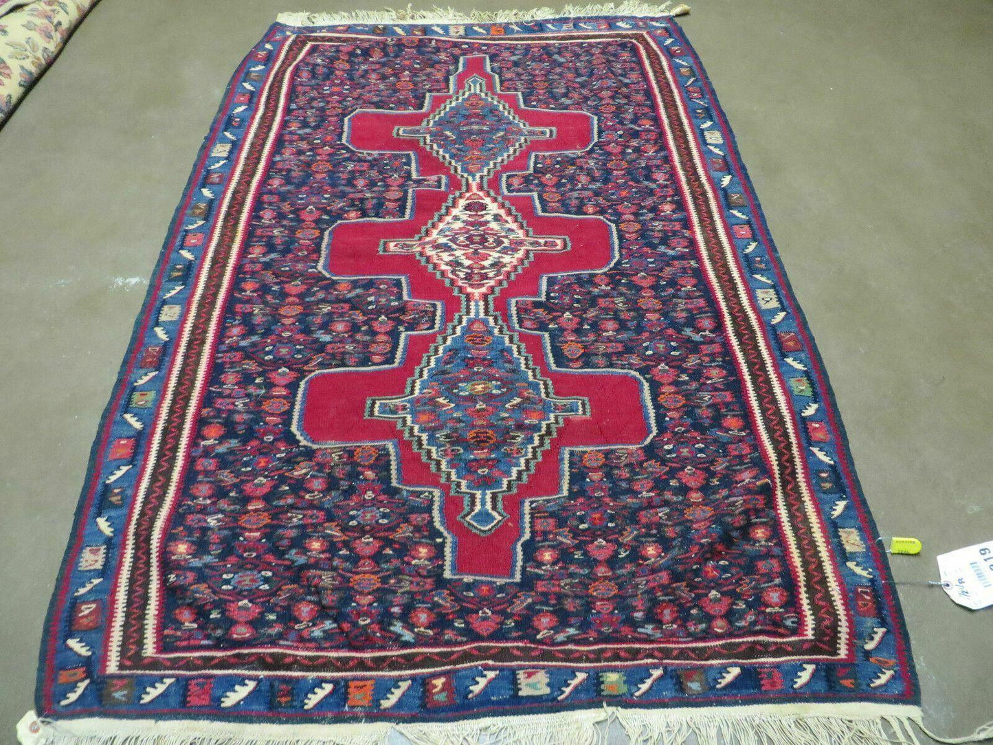 USED 4' X 5' Antique Handmade Turkish Wool Kilim Flat weave Rug Blanket Tribal