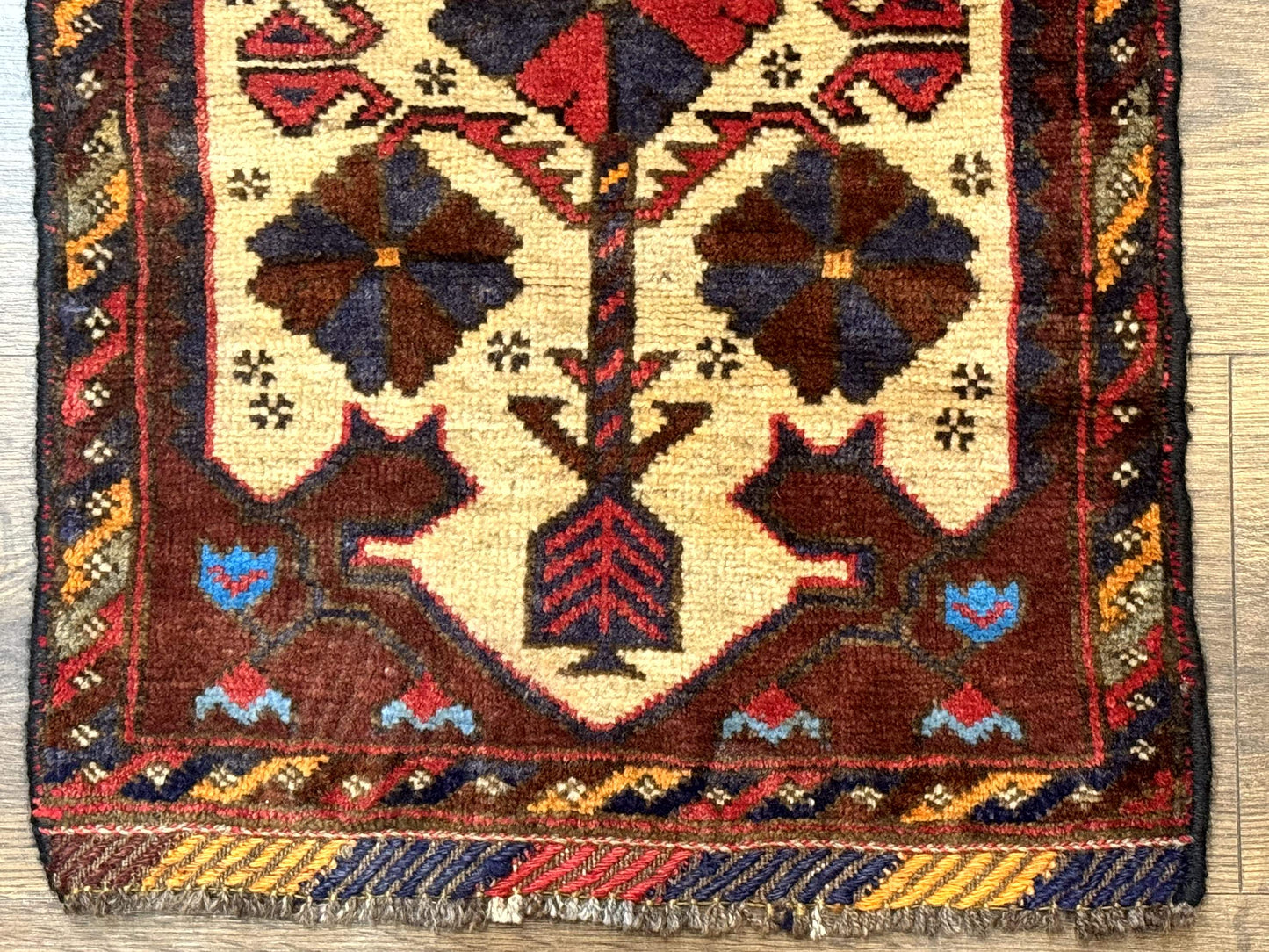 USED Small Persian Baluchi Tribal Rug, Tan, Handmade