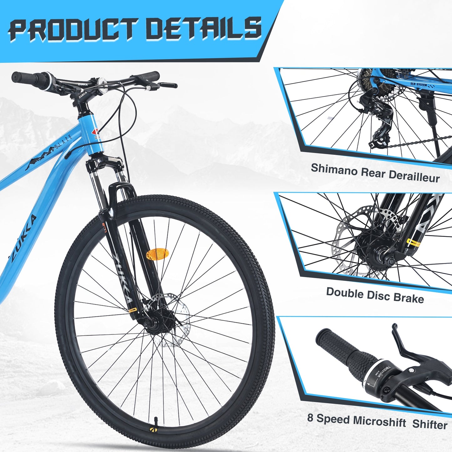 NEW 29 Inch Wheels 8 Speed Mountain Bike, for Men Women Boys and Girls, Front Suspension, Steel Frame